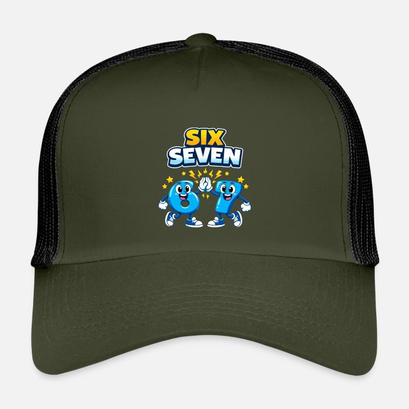 zahl 67 six seven - 6 7 meme - Kinder Trucker-Cap - Olive/Schwarz