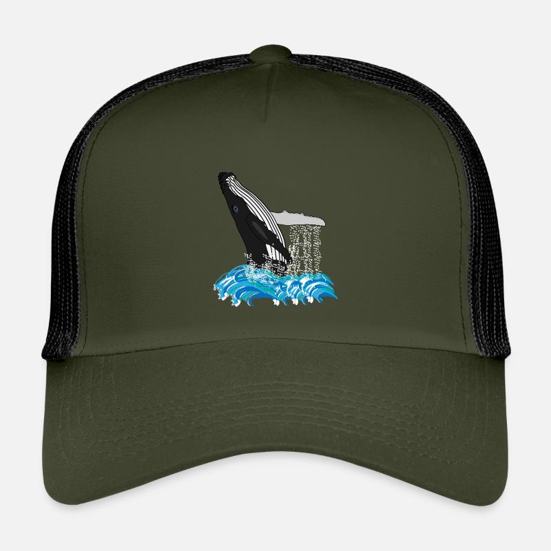 Humpback Whale Print - Kids’ Trucker Cap - olive/black