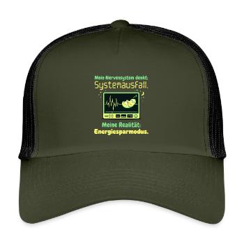Faultier Nervensystem Energiesparmodus Humor Desig - Kinder Trucker-Cap - Olive/Schwarz - Vorne