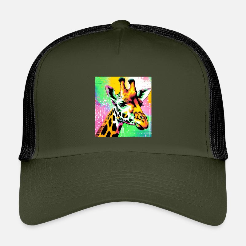 giraffe - Kids’ Trucker Cap - olive/black