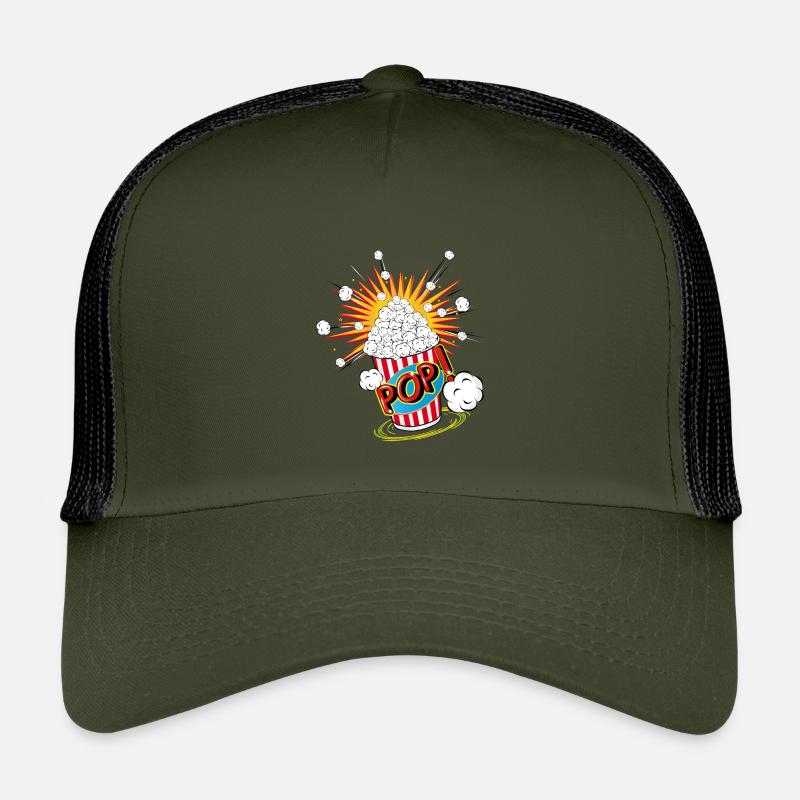Pop-corn dans un style pop art - Casquette trucker enfant - olive/noir