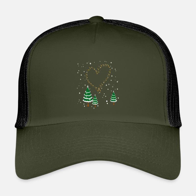 Winterwald Herz Sterne - Kinder Trucker-Cap - Olive/Schwarz