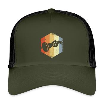 Croquis de jeu d’échecs vintage - Casquette trucker enfant - olive/noir - Devant
