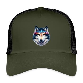 Wolf - Kids’ Trucker Cap - olive/black - Front