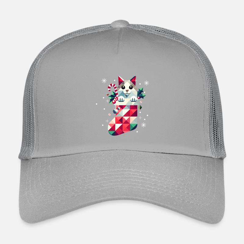 Chat mignon dans un bas de Noël coloré Casquette trucker enfant