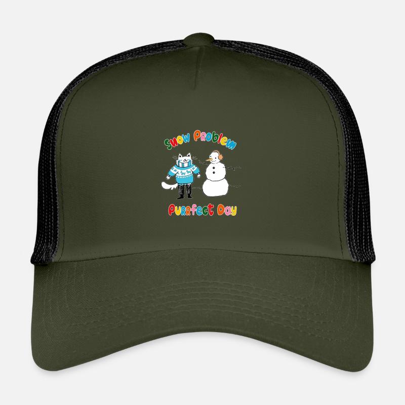 Schneeproblem Purrfect Tag - Kinder Trucker-Cap - Olive/Schwarz
