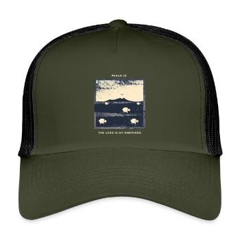 Psalm 23 The Lord Is My Shepherd Sheep - Kids’ Trucker Cap - olive/black - Front