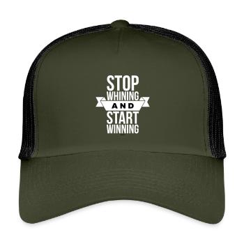 Hör auf zu jammern Fang an zu gewinnen – Motivation Weiß - Kinder Trucker-Cap - Olive/Schwarz - Vorne