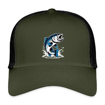 Springende Forelle - Kinder Trucker-Cap - Olive/Schwarz - Vorne