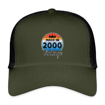 Made in 2000 Vintage Anniversary - Kids’ Trucker Cap - olive/black - Front
