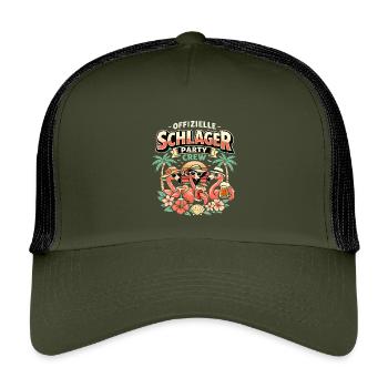 Schlager Party Crew Flamingo Offiziell - Kinder Trucker-Cap - Olive/Schwarz - Vorne