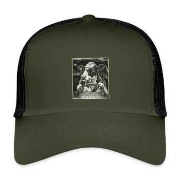 Dairy cow flashed driving a car - Kids’ Trucker Cap - olive/black - Front