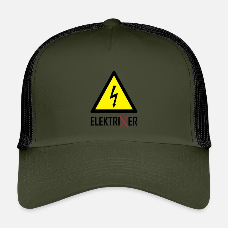 ElektriXer Elektriker Blitz Pfeil - Kinder Trucker-Cap - Olive/Schwarz