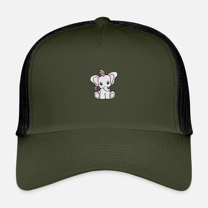 Elefant - Kinder Trucker-Cap - Olive/Schwarz
