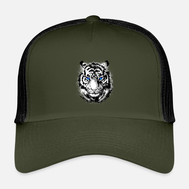 Tigerkopf - Weisser Tiger - Katze Wildkatze - Kinder Trucker-Cap - Olive/Schwarz