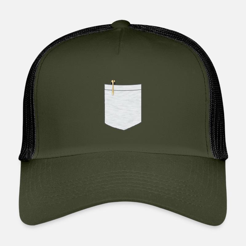 Brusttasche mit Kugelschreiber - Kinder Trucker-Cap - Olive/Schwarz