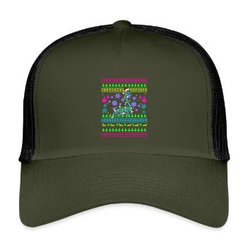 Weihnachtsdino mit Lichtern - Kinder Trucker-Cap - Olive/Schwarz - Vorne