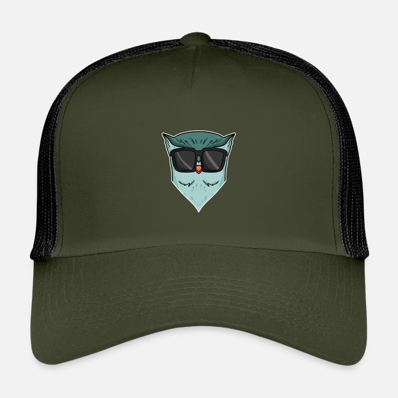 Eule mit Sonnenbrille - Kinder Trucker-Cap - Olive/Schwarz