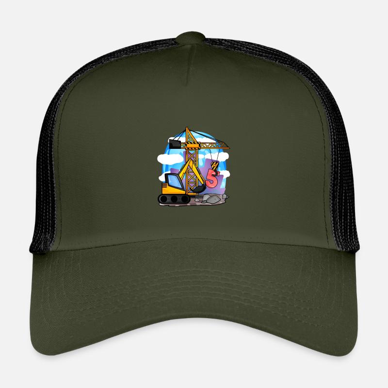 5. Geburtstag 5 Jahre Kran Baustelle Bagger Junge Kinder Trucker-Cap