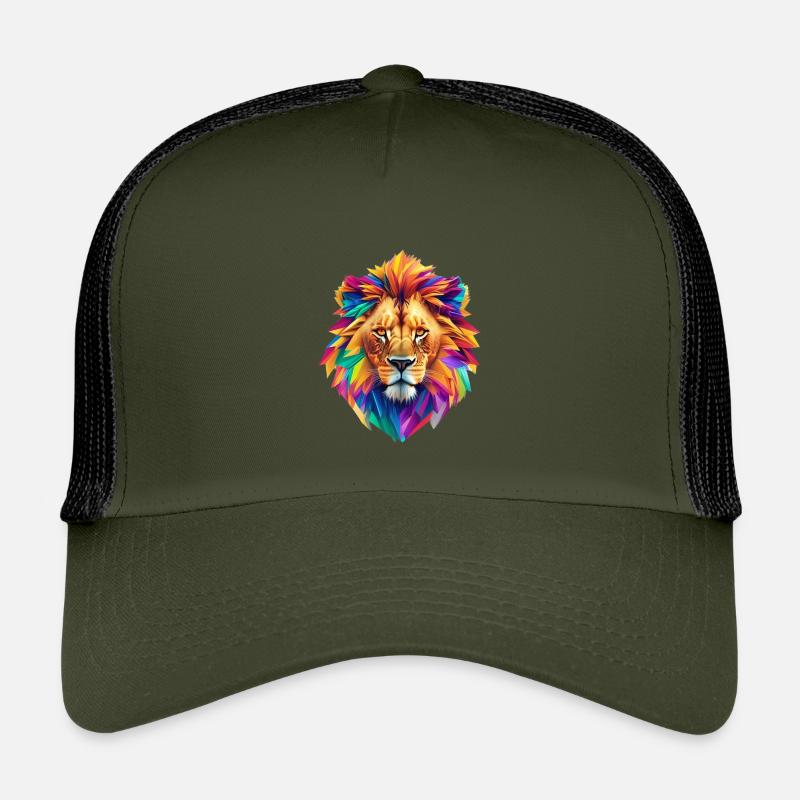 Löwenkopf - Kinder Trucker-Cap - Olive/Schwarz