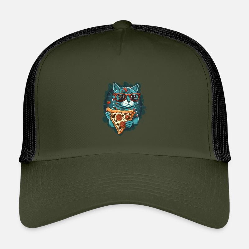 Chat avec des tranches de pizza Casquette trucker enfant