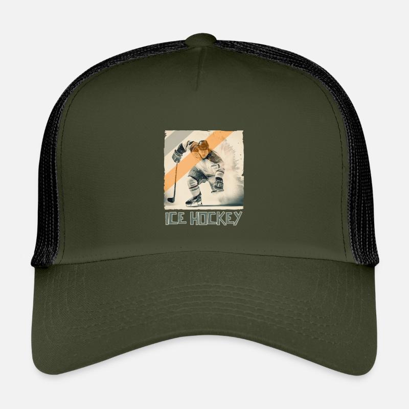 Eishockeyspieler Eishockey - Kinder Trucker-Cap - Olive/Schwarz