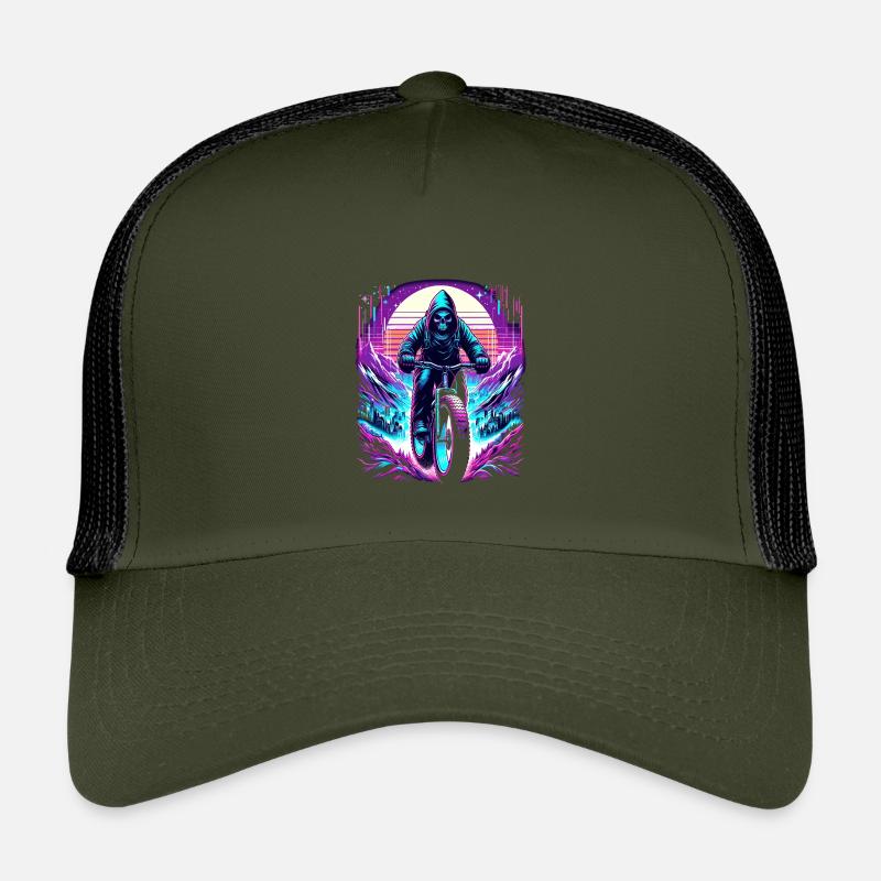 Skeleton Fatbiker Synthwave Retro Bicycle Rider Casquette trucker enfant