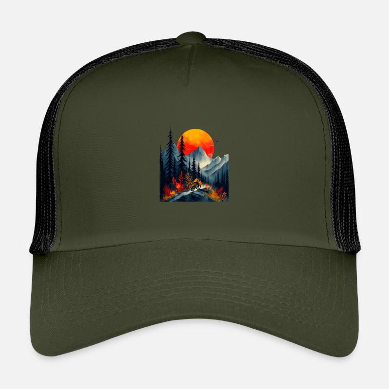 Mountainbiken - Kinder Trucker-Cap - Olive/Schwarz