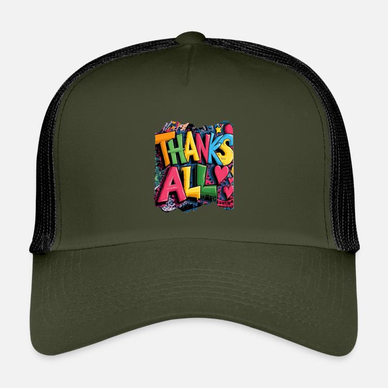 Frohes Dankeschön Graffiti Design - Kinder Trucker-Cap - Olive/Schwarz