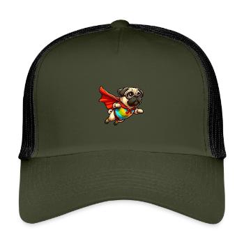 Carlin super-héros - Casquette trucker enfant - olive/noir - Devant