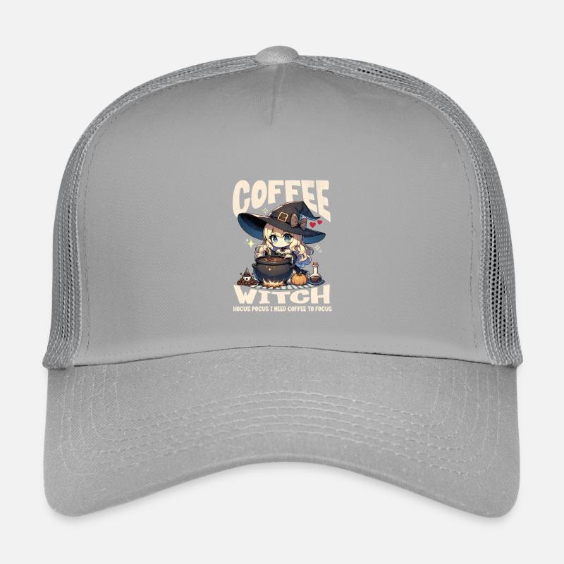 Coffee Witch Making Potion Cute Kawaii Design Kids’ Trucker Cap