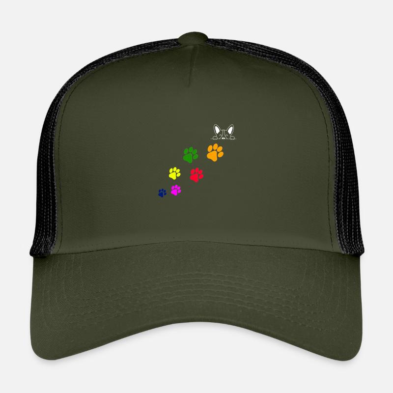 Hundepfoten-Abdrücke - Kinder Trucker-Cap - Olive/Schwarz