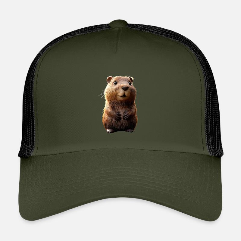 Biber Motiv Biberflüsterer Nagetiere Süßer Biber - Kinder Trucker-Cap - Olive/Schwarz