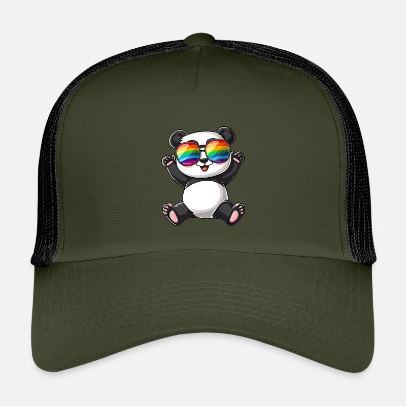 Panda Cartoon mit einer Pride Rainbow Brille. Kinder Trucker-Cap