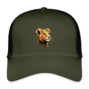 Lion Mane Young Lion Wild Little Cute Lions - Kids’ Trucker Cap - olive/black - Front