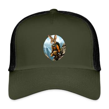 Rabbit Mountaineer / Hiking Rabbit - Kids’ Trucker Cap - olive/black - Front