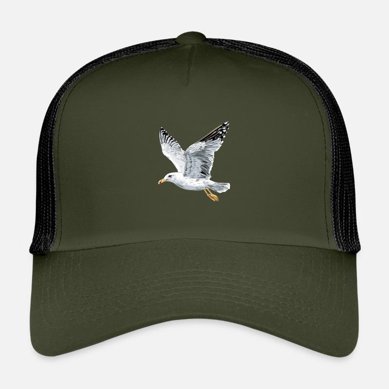 Möwe Strand Meer Nordsee Ostsee Silbermöwe Möwen - Kinder Trucker-Cap - Olive/Schwarz