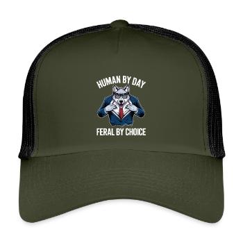 Humain le jour, sauvage par choix - Casquette trucker enfant - olive/noir - Devant