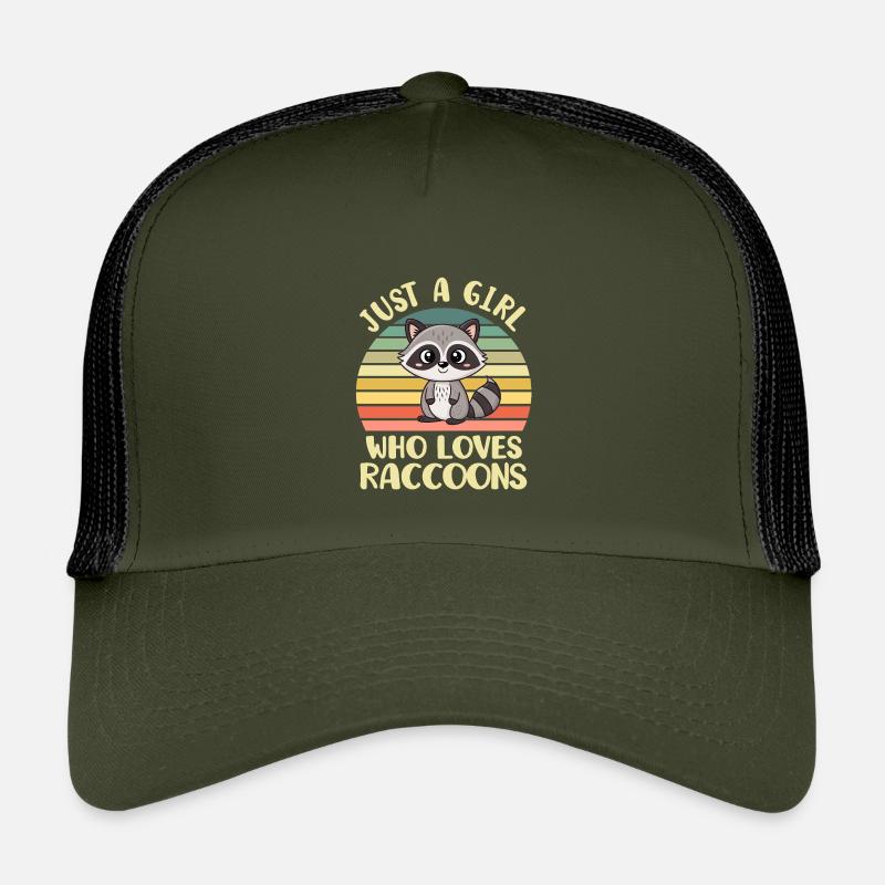 Waschbär - Kinder Trucker-Cap - Olive/Schwarz