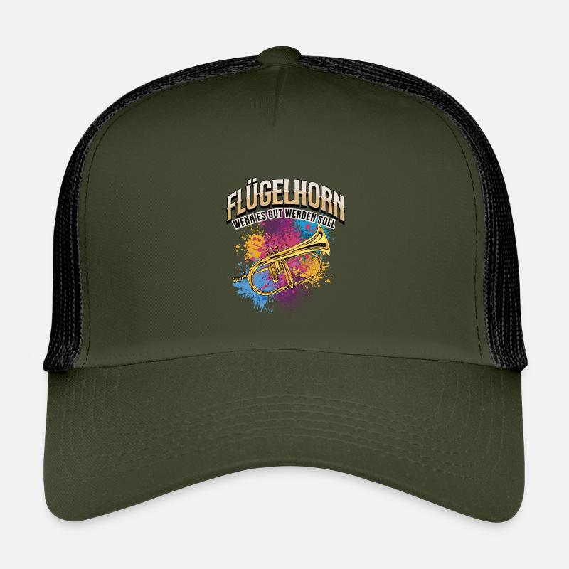 Flügelhorn - Wenn es gut werden soll - Blasmusik - Kinder Trucker-Cap - Olive/Schwarz
