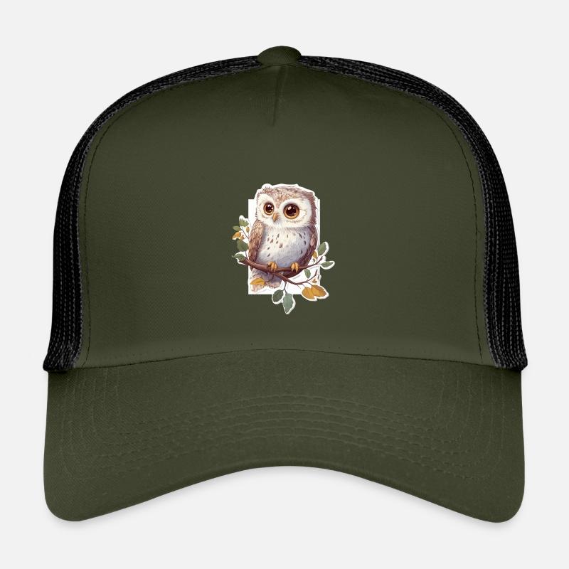 Eule - Kinder Trucker-Cap - Olive/Schwarz