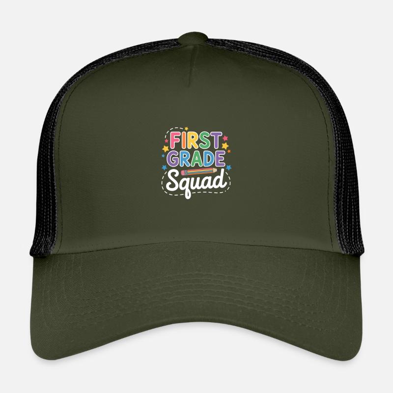 First Grade Squad Back To School - Kinder Trucker-Cap - Olive/Schwarz