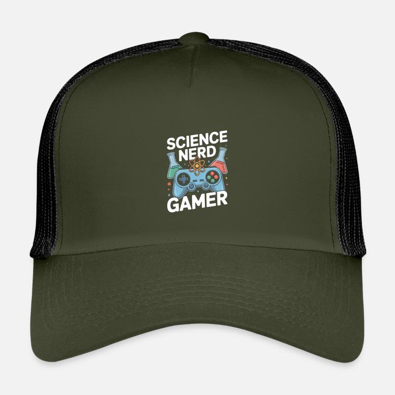 Science Nerd Gamer Controller Chemie Labor - Kinder Trucker-Cap - Olive/Schwarz