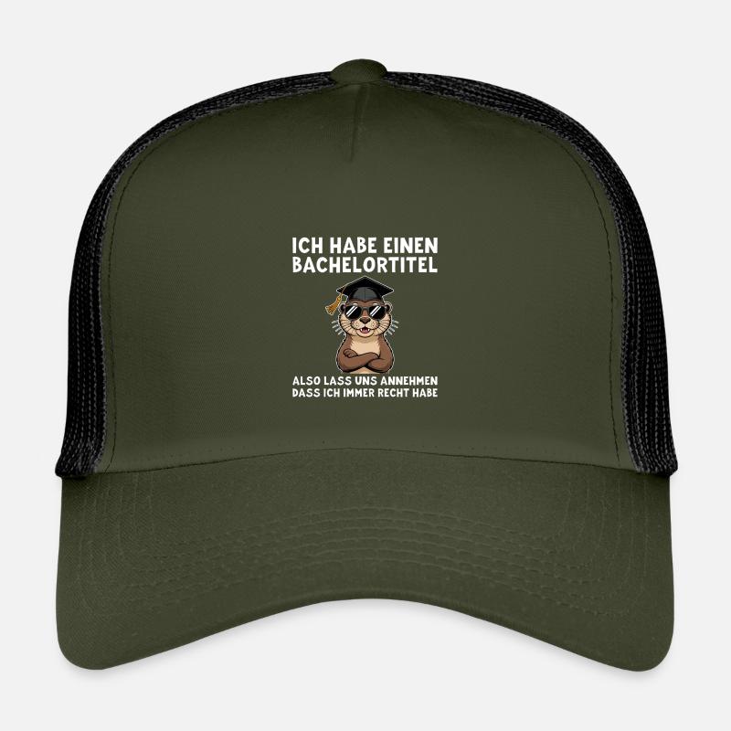 Bachelortitel - Lustiger Otter Bachelor Abschluss - Kinder Trucker-Cap - Olive/Schwarz