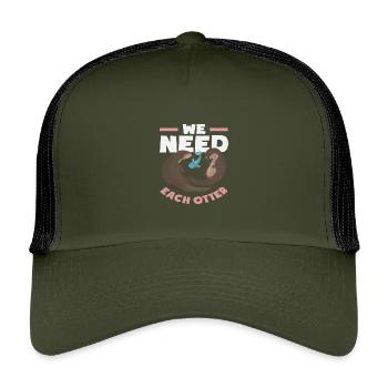 Seeotter Wir Brauchen Jeden Otter - Kinder Trucker-Cap - Olive/Schwarz - Vorne
