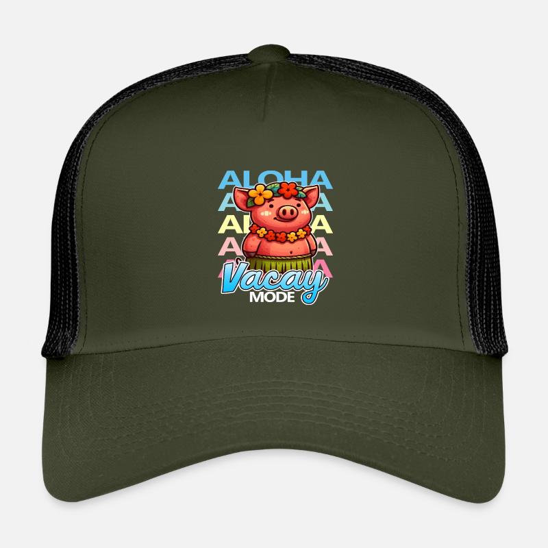Aloha Vacay Schwein - Kinder Trucker-Cap - Olive/Schwarz