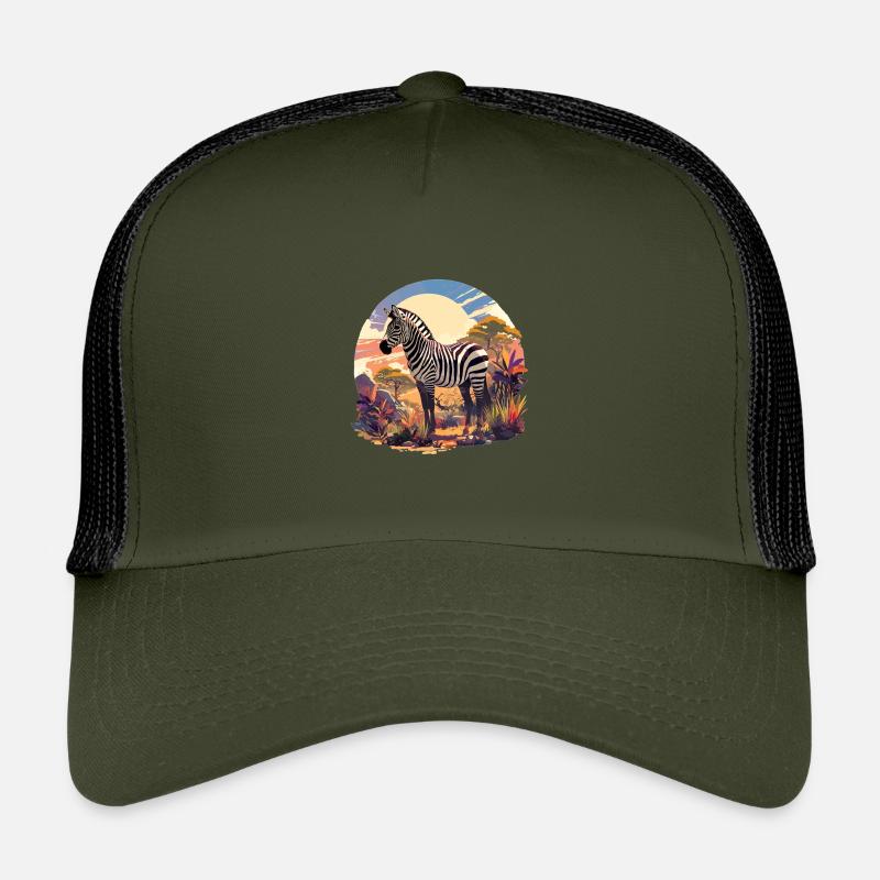 Zebras Zebra - Kinder Trucker-Cap - Olive/Schwarz