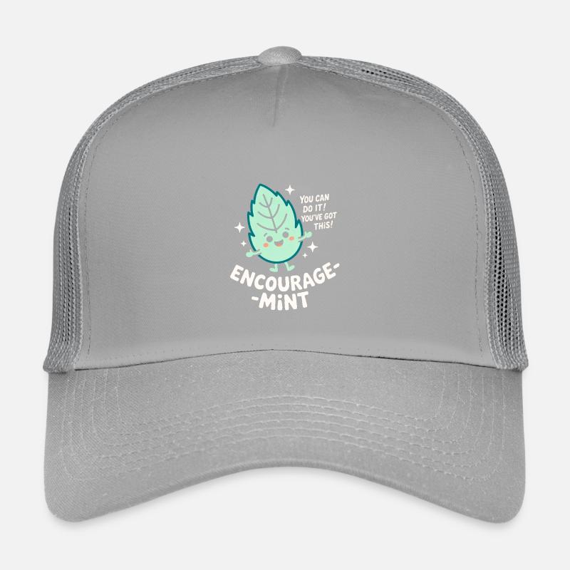 Encourage-Mint Cute Pep Talk Leaf Pun Kids’ Trucker Cap