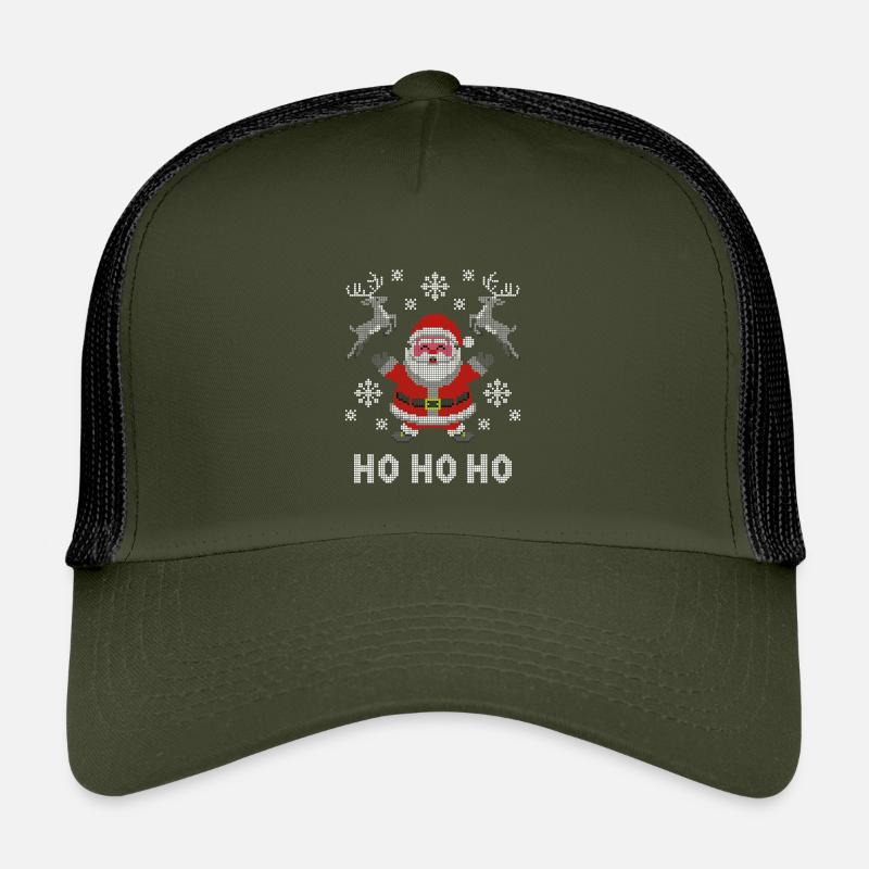Pixel-Santa Rentier Schnee - Kinder Trucker-Cap - Olive/Schwarz