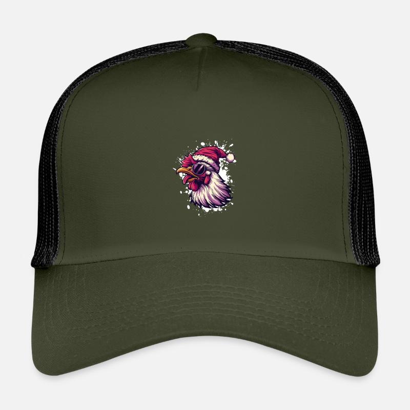 Hahn Weihnachten Lustig - Kinder Trucker-Cap - Olive/Schwarz